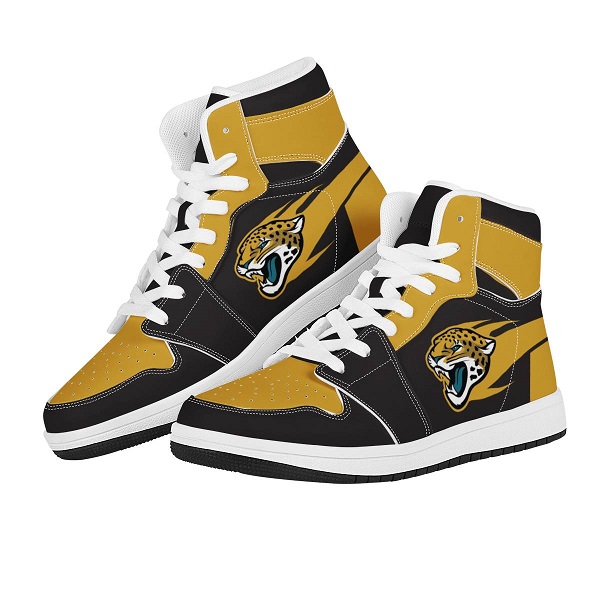 Women's Jacksonville Jaguars High Top Leather AJ1 Sneakers 001 Women's Jacksonville Jaguars High Top Leather AJ1 Sneakers 001